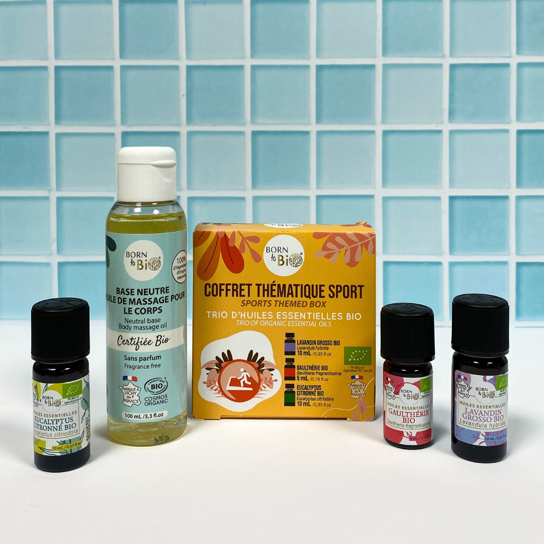 Coffret : huile de massage et kit d'huiles essentielles sport-0