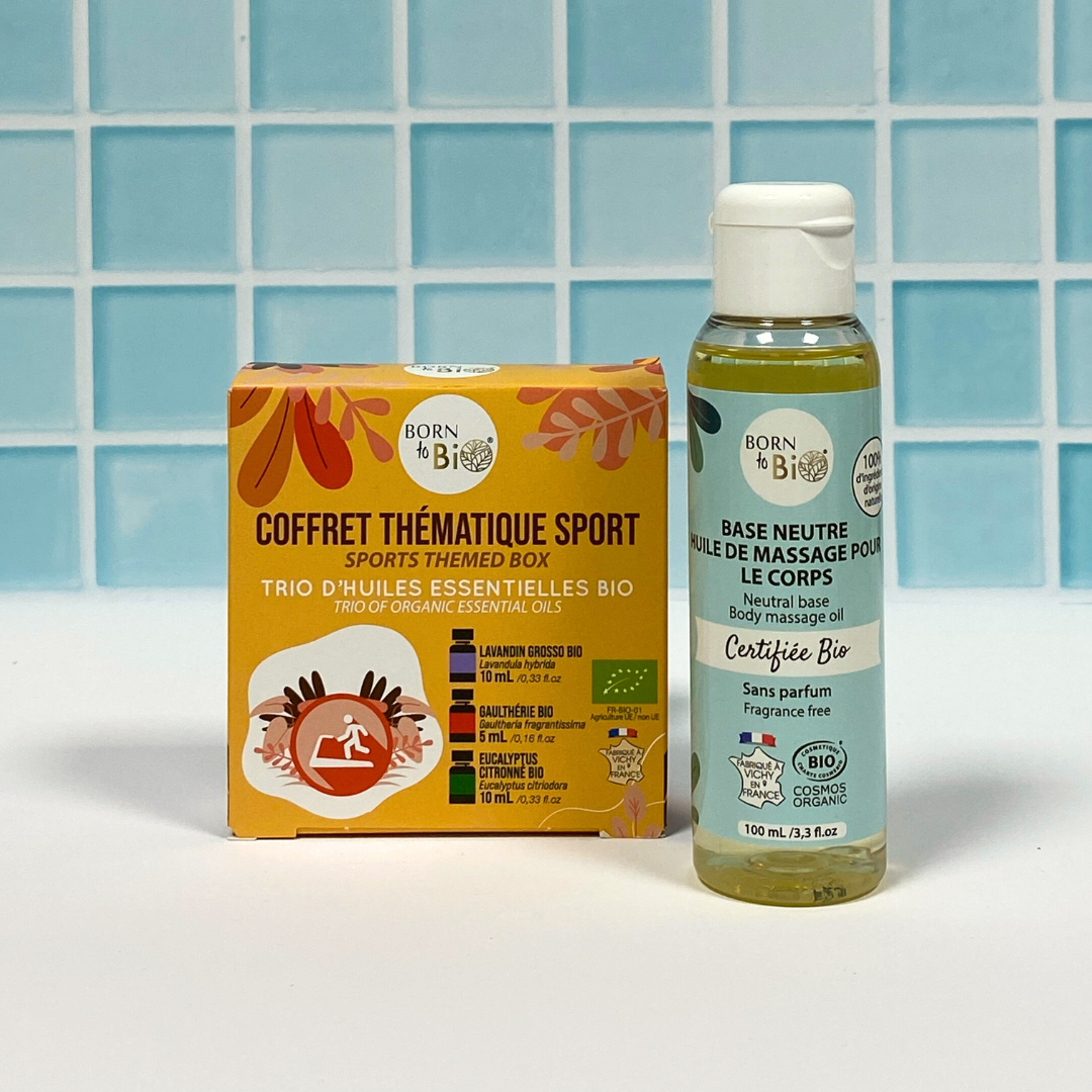 Coffret : huile de massage et kit d'huiles essentielles sport-1