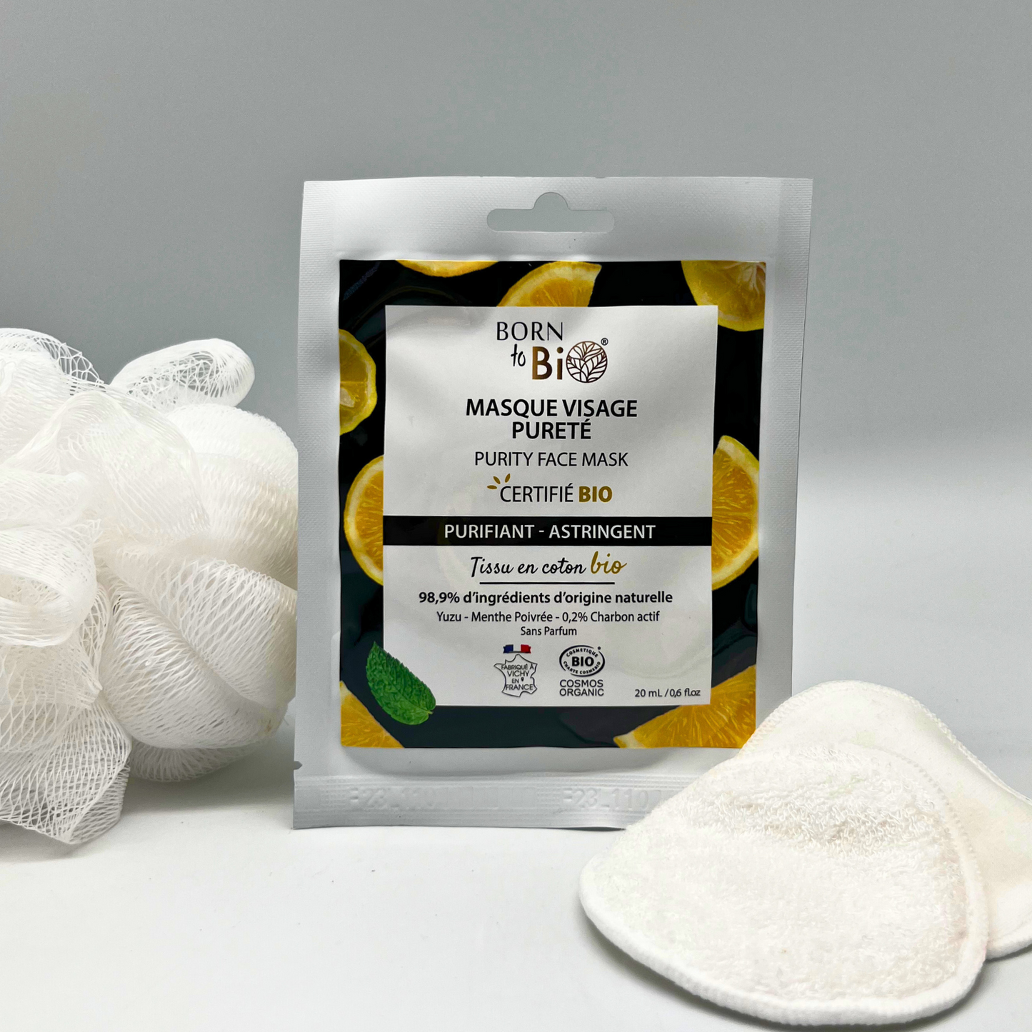 Masque visage Pureté en coton - Certifié Bio-3